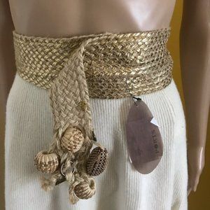 Ports 1961 Moonstones & beads jute woven belt